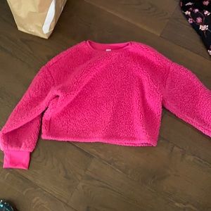 Hot pink cropped sheep fur sweater
